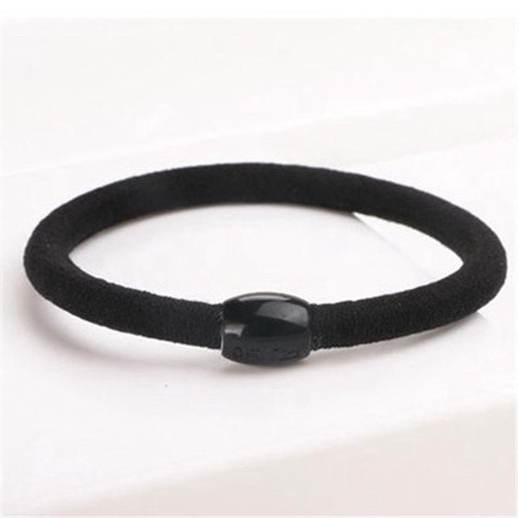 Bộ 10 dây buộc tóc nữ, màu đen trơn, phong cách đơn giản