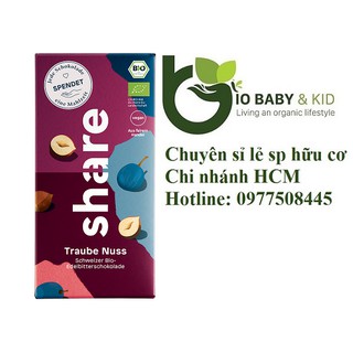 Chocolate hữu cơ nho đen và hạt phỉ Share Thụy Sĩ 100g