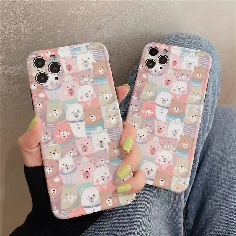 Ốp nhiều chú gấu chất dẻo mịn Hàn Quốc iPhone Xr 7 8 7 Plus 8 Plus X Xs Xr XsMax iPhone 11 11 Pro 11 Promax Cú Mèo Case
