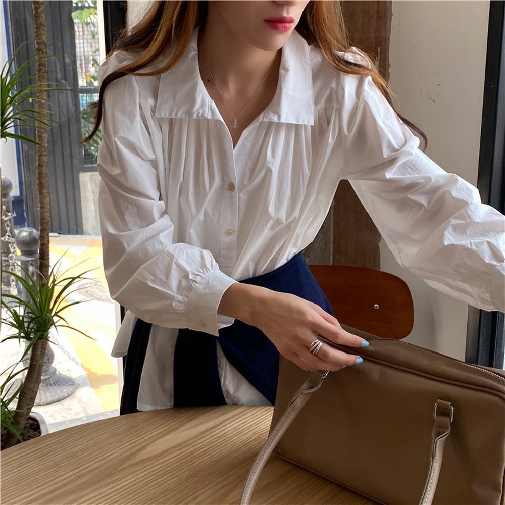 Áo sơ mi dài tay cổ bẻ hàng nút hàng nút phong cách Hàn Quốc mới 45190