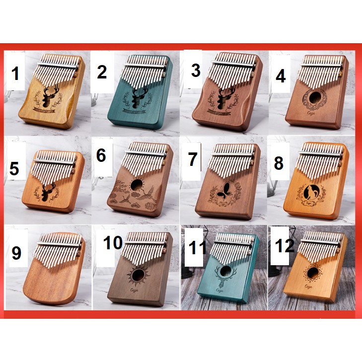 Đàn kalimba 17 phím trong suốt CỔ TÍCH CEGA111529-JK62 D0ầy đủ phụ kiện, âm chuẩn, thiết kế trong suốt cổ tíc