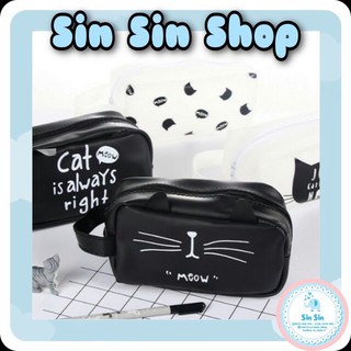 Bóp Đựng Bút/ Mỹ Phẩm Hoạt Hình Mèo Cat Silicon Chống Thấm Nước - SINSIN