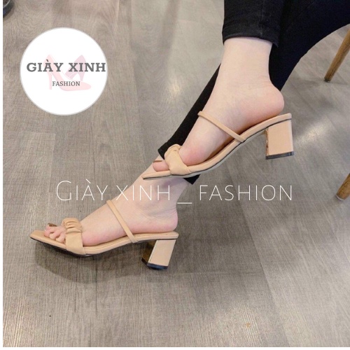 Giày cao gót 7 phân , Sandal cao gót quai nhún hot trend năm nay mã S02