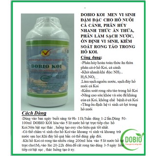 DOBIO KOI  MEN VI SINH ĐẬM ĐẶC CHO HỒ NUÔI CÁ CẢNH, PHÂN HỦY NHANH THỨC ĂN THỪA, PHÂN LÀM SẠCH NƯỚC, ỔN ĐỊNH VI SINH, KI