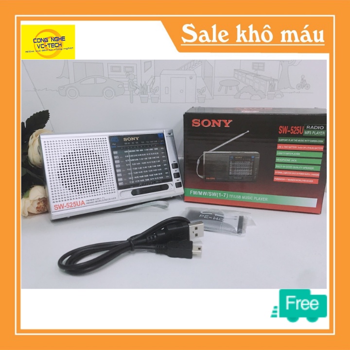 ĐÀI RADIO SONY SW-525,có ăng ten giắc cắm âm thanh 3.5mm chất lượng cao