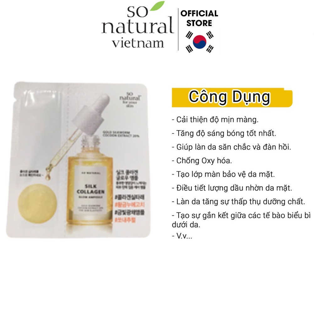 Serum dưỡng da Silk Collagen Glow Ampoule căng bóng So Natural 2,5ml/gói | BigBuy360 - bigbuy360.vn