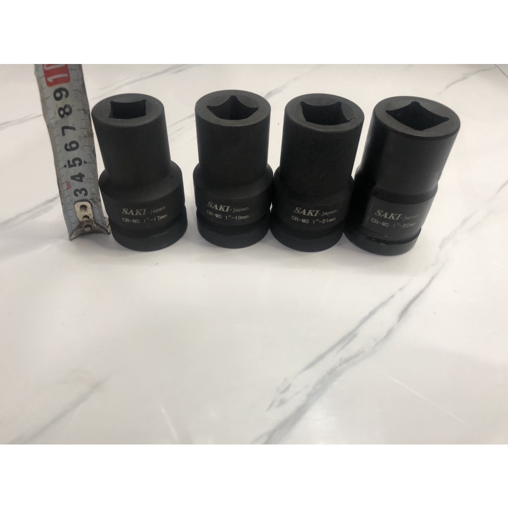 Đầu típ khẩu vuông 2 đầu, kích thước mở 1 inch, mở các loại: 17, 19, 21, 22. thương hiệu Nhật Bản, TUSAKI, Thép siêu bền