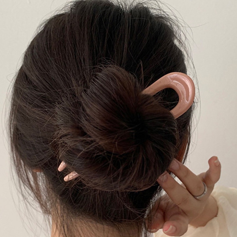 Trâm cài tóc thiết kế hình chữ U màu sắc kẹo ngọt phong cách vintage thời trang