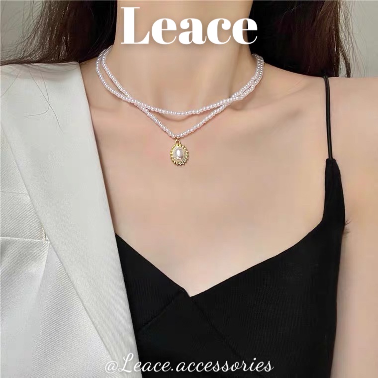 Dây chuyền vòng cổ nữ 2 lớp ngọc trai nhân tạo phong cách quý cô cổ điển NL026 Leace.accessories