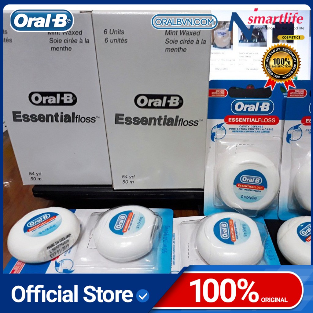 Chỉ Nha Khoa Oral B Essential Floss dài 50m mùi bạc hà chính hãng US