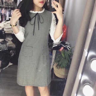 Váy cổ nơ nhún bèo - vnxk