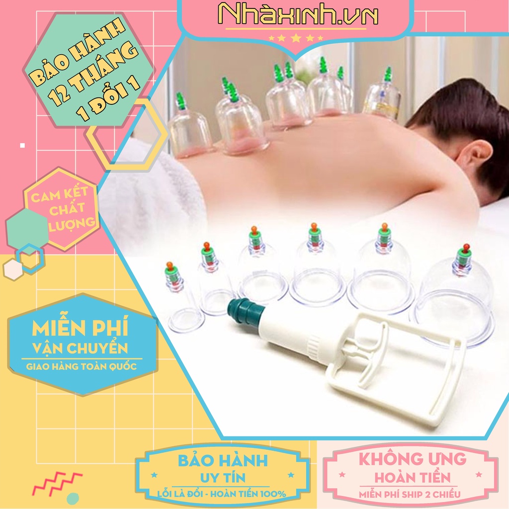 [Hàng Loại 1] Bộ Giác Hơi Không Cần Lửa 12 Ly Kèm 1 Ống Bơm Chuyên Dụng, Bộ giác hơi 12 món không dùng lửa.