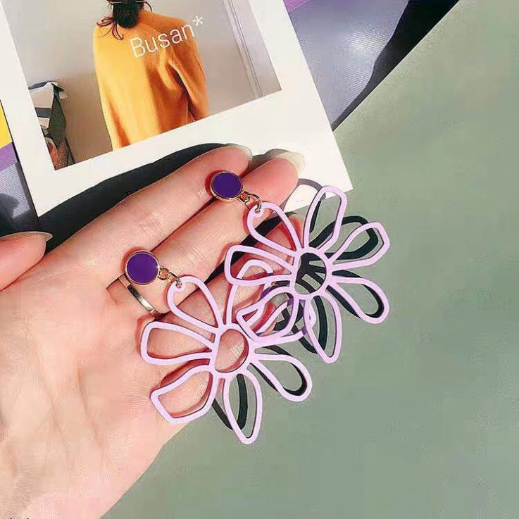 Khuyên Tai Bạc 925 Đính Hoa Tím Phong Cách Retro Thời Trang Cho Nữ
