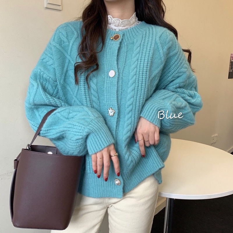 Áo khoác cadigan+ áo ren tay dài Ulzzang hàn quốc đáng yêu xinh xắn