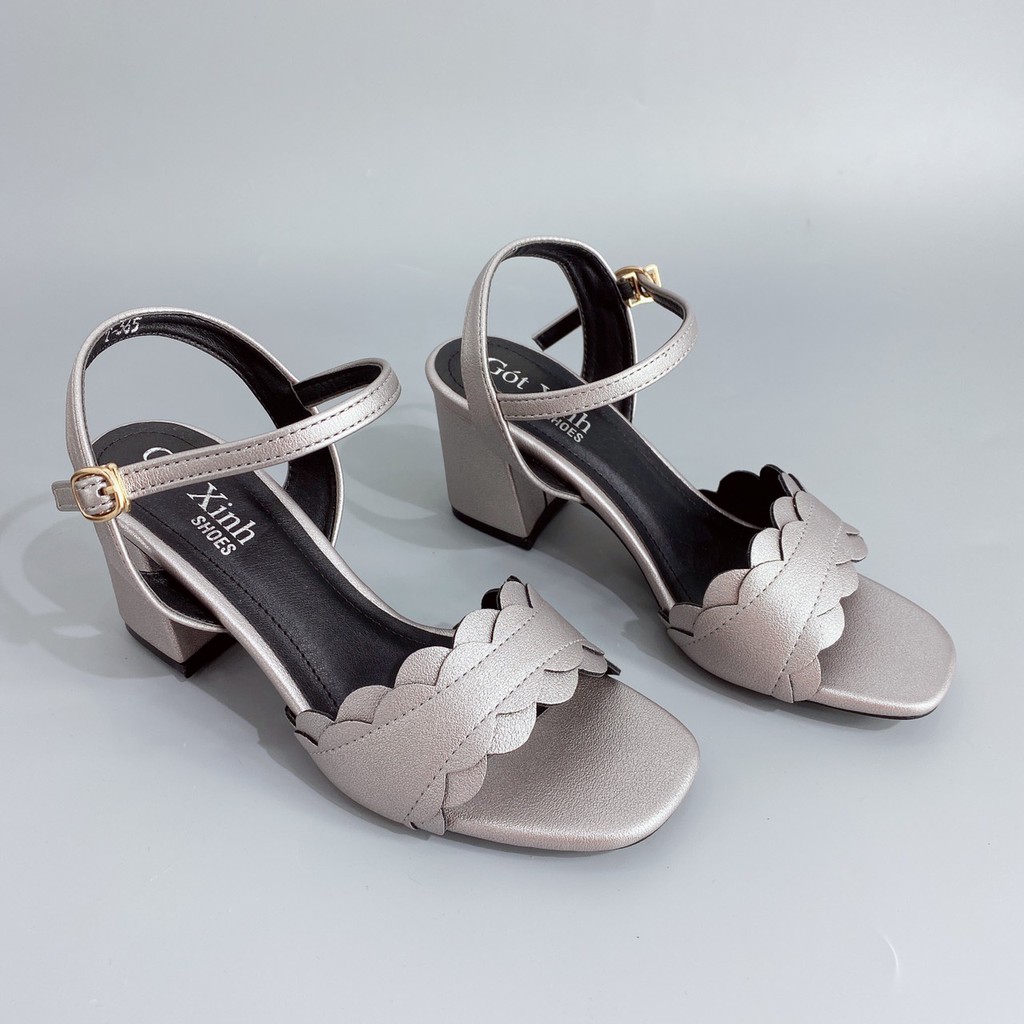 Giày sandal cao gót nữ GÓT XINH GD5 da mờ trụ vuông cao 5cm