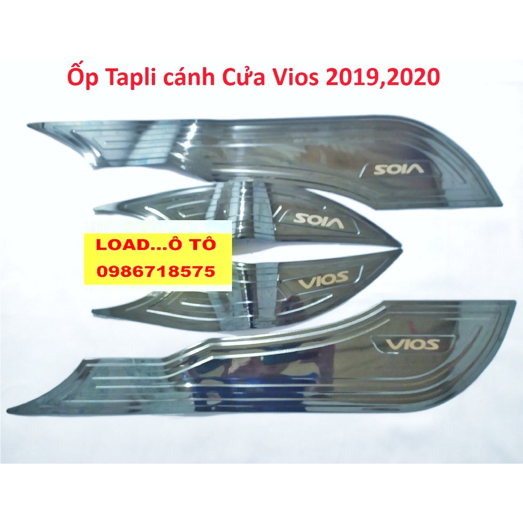 Bộ ốp Titan chống trầy xước Tapli, Táp li dành cho xe Vios 2023-2019 Vân Carbon, Vân Inox