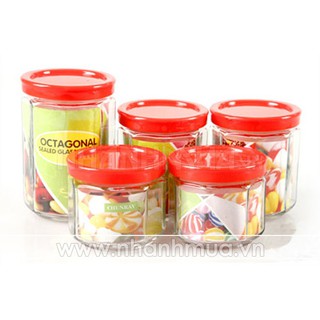 Lọ Đựng Gia Vị 5 Cốc Thủy Tinh