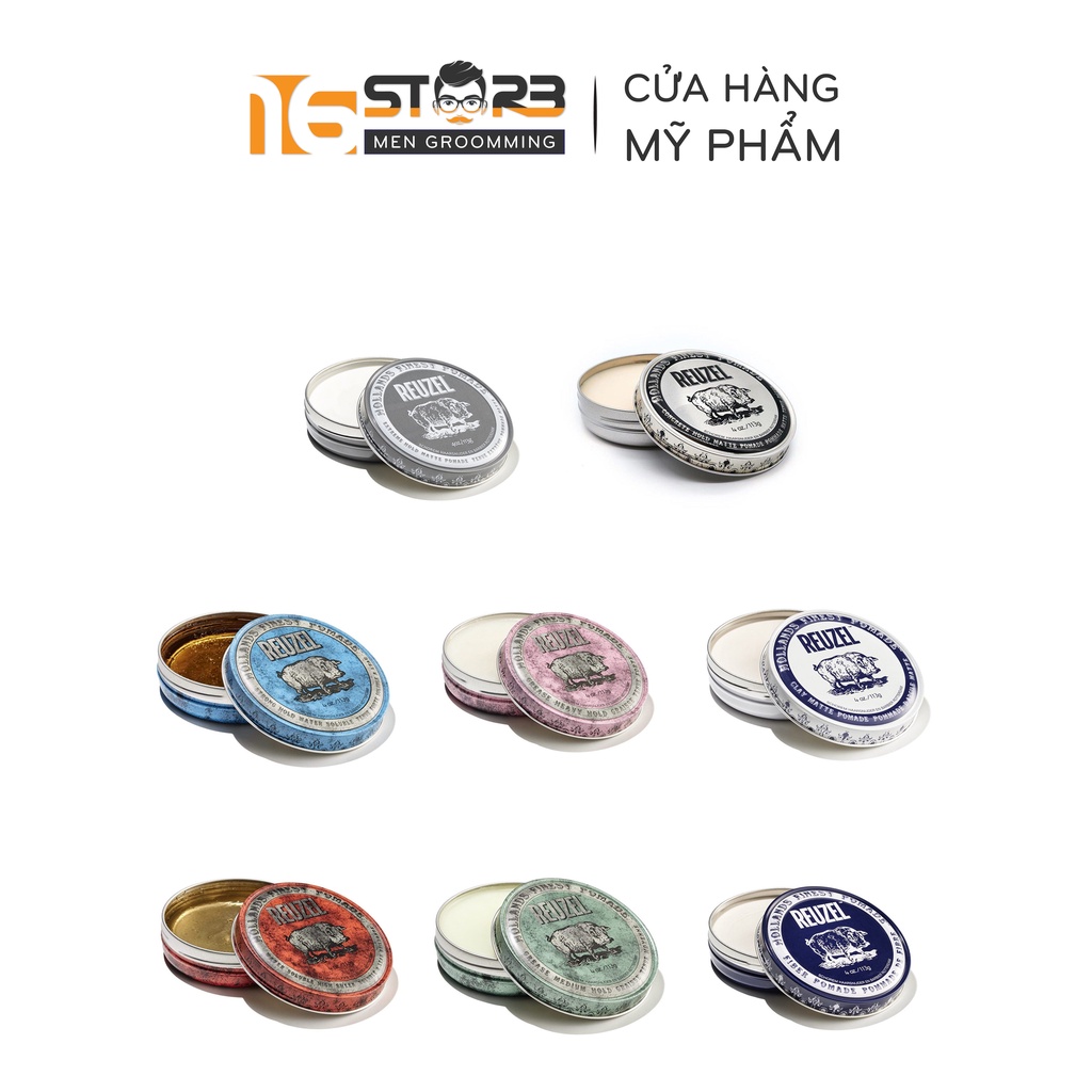 Sáp Vuốt Tóc Nam Reuzel Pomade Blue/Pink/Red/Green/Fiber/Matte Clay/Extreme Hold/Concrete Hold Full Line
