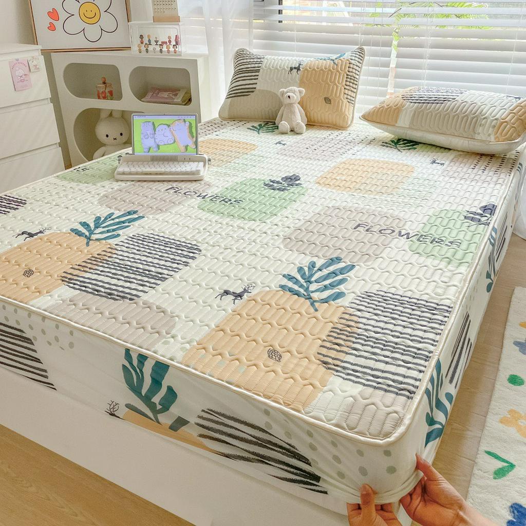 Chiếu điều hòa cao su non bọc chun đệm cao từ 5cm đến 30cm kèm chăn thun lạnh, set 4 món chiếu cao su non nhập khẩu