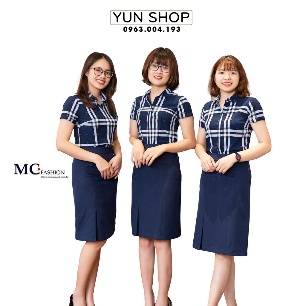 Áo Sơ Mi Công Sở Nữ, Áo Sơ Mi Nữ Đẹp- Kiểu Dáng Thời Trang Chuẩn Hãng MC fashion A665 Kẻ Bbr