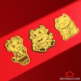 Mèo thần tài vẫy tay mini mạ vàng may mắn - Trâu vàng  phong thủy tài lộc bỏ ví để ốp điện thoại
