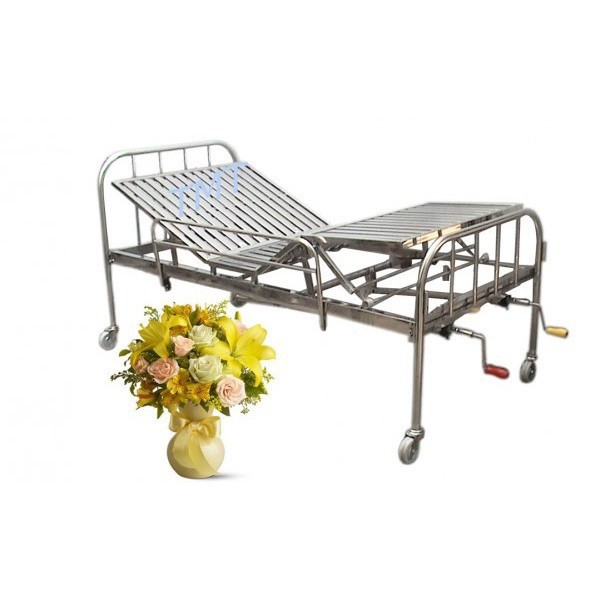 Giường inox 2 tay quay [ TIÊU CHUẨN BỘ Y TẾ ]