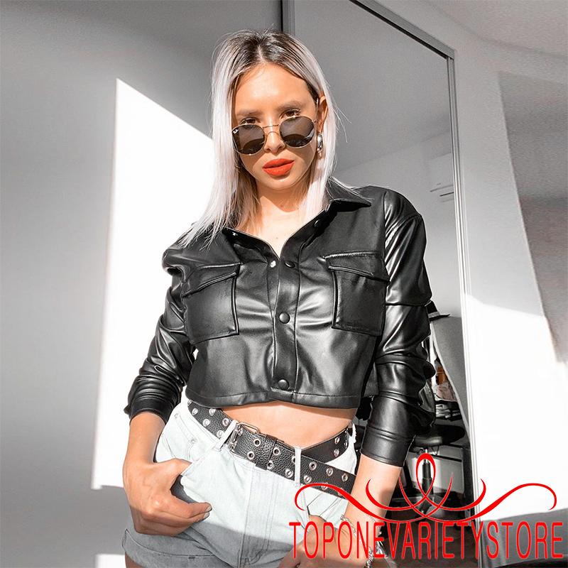 Áo Khoác Da Dài Tay Phong Cách Trẻ Trung Dành Cho Nữ