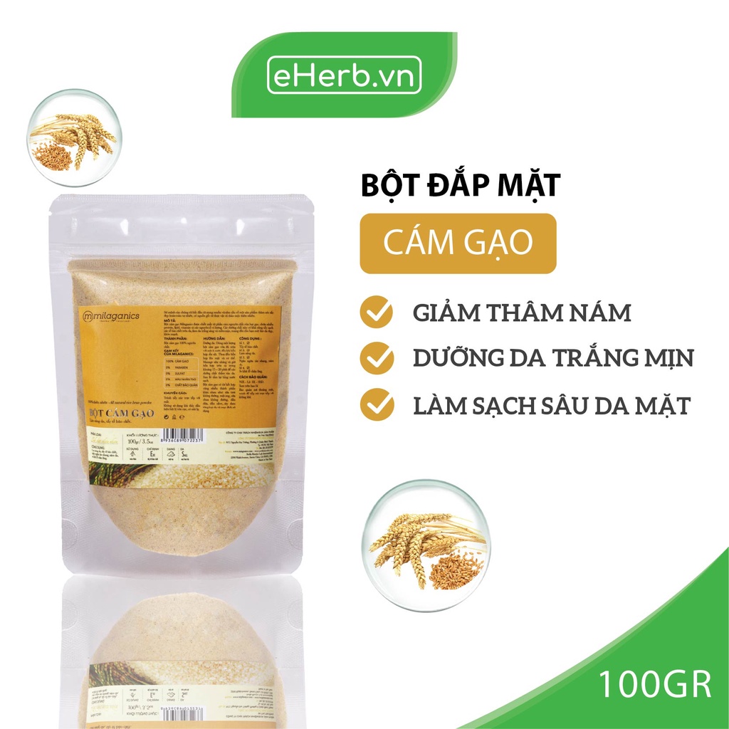 Bột Đắp Mặt Nạ Ngăn Ngừa Mụn, Dưỡng Da Trắng Mịn MILAGANICS 100g (Túi Zip)