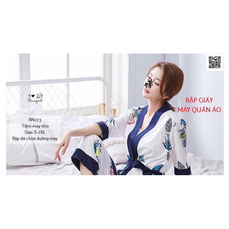 RN223_Rập giấy may bộ ngủ yukata nữ