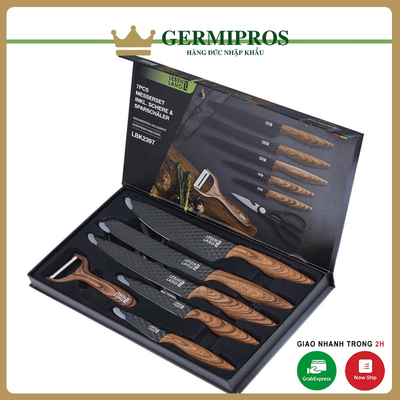 Bộ dao làm bếp Đức Lebenlang 7 món LBK2397, sắc bén, chống gỉ, sang trọng
