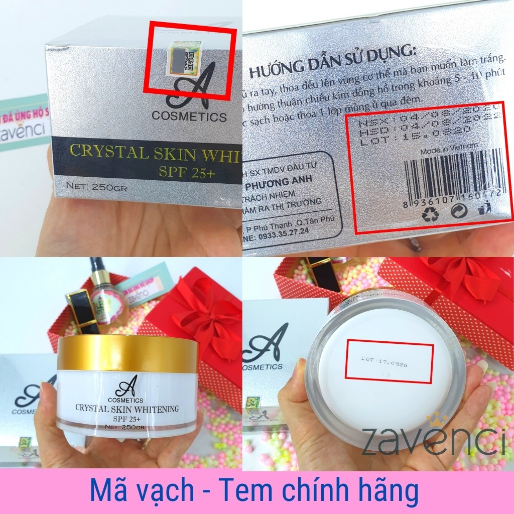 Kem Trắng Da KB124759 ACOMESTICS Ủ Trắng Tinh Thể Nước Toàn Thân Trắng Bật Tone SPF25+ (250g)