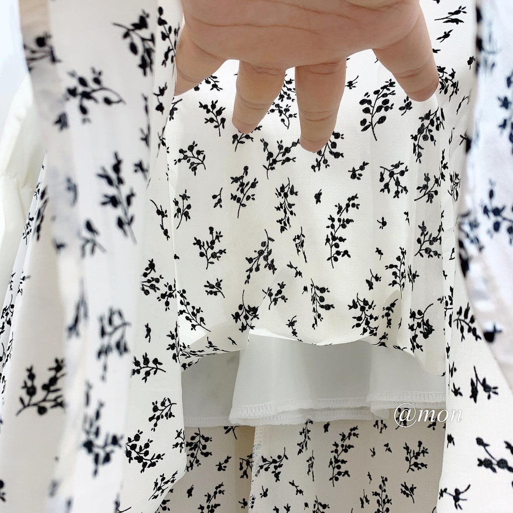 2101619 Chân váy midi hoa nhí dáng dài chất voan cát mềm mát có lót trong dày dặn không lộ freesize | BigBuy360 - bigbuy360.vn