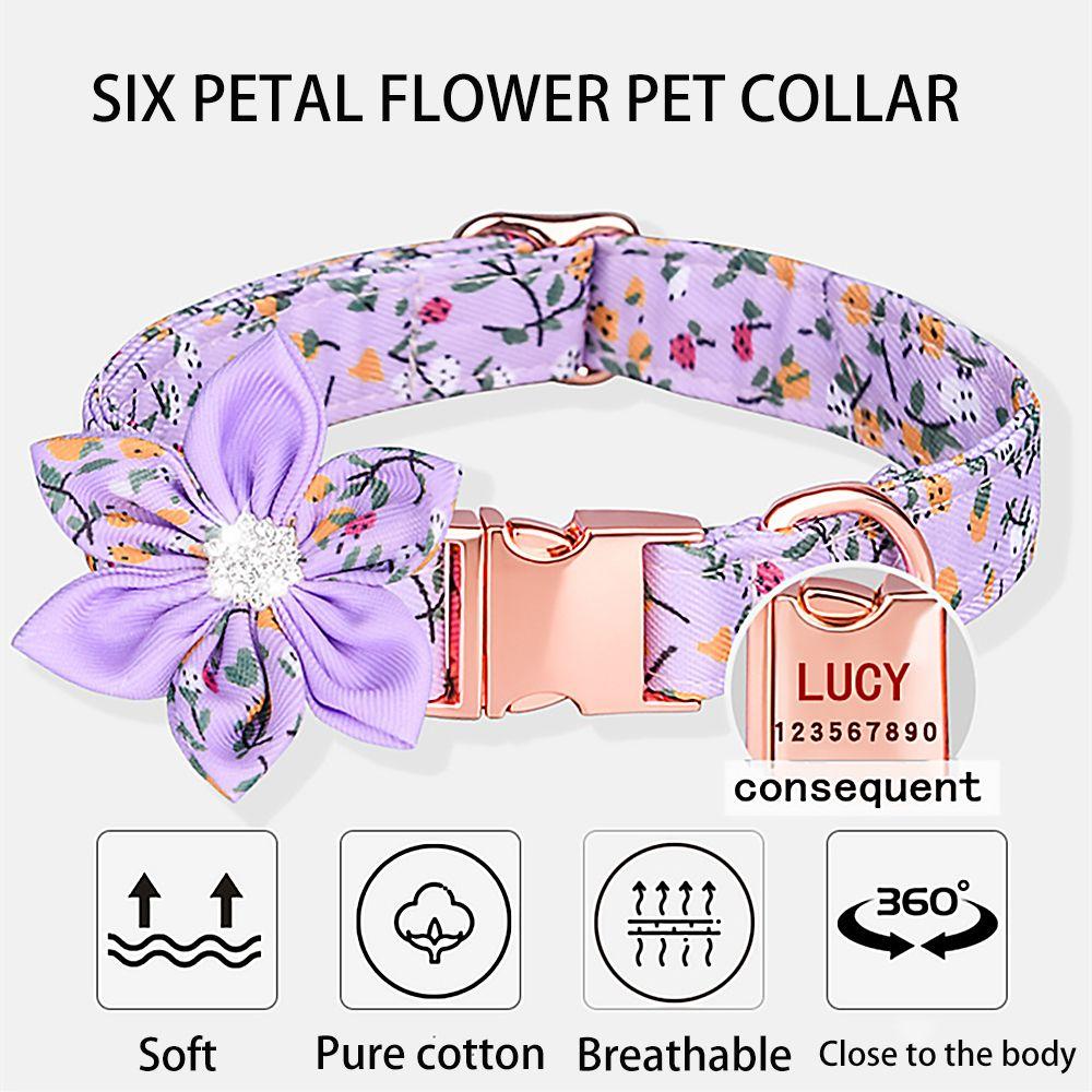 Thẻ ID Thú Cưng Bằng Nylon In Hoa Nhiều Màu Dễ Thương Hiệu Kat1
