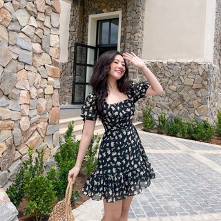 Đầm NANCY - Đầm cổ vuông nơ tay