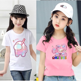 Áo Thun Bé Gái In Hình Among US Màu Hồng Siêu Đáng Yêu