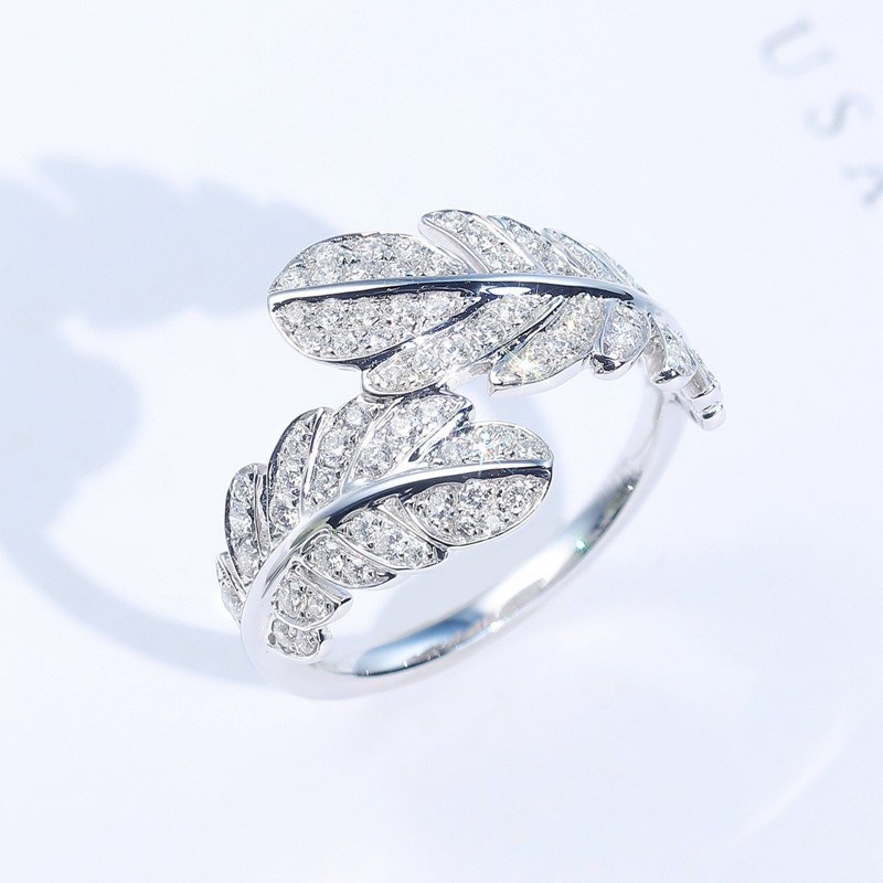 Sang Trọng Nhẫn Mạ Bạc 925 Hình Đôi Cánh Thiên Thần Đính Đá Xinh Xắn Cho Nữ