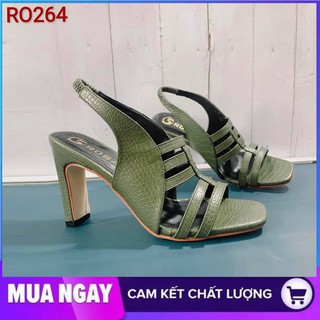 Giày sandal nữ cao gót 8cm hàng hiệu rosata hai màu xanh vàng ro264