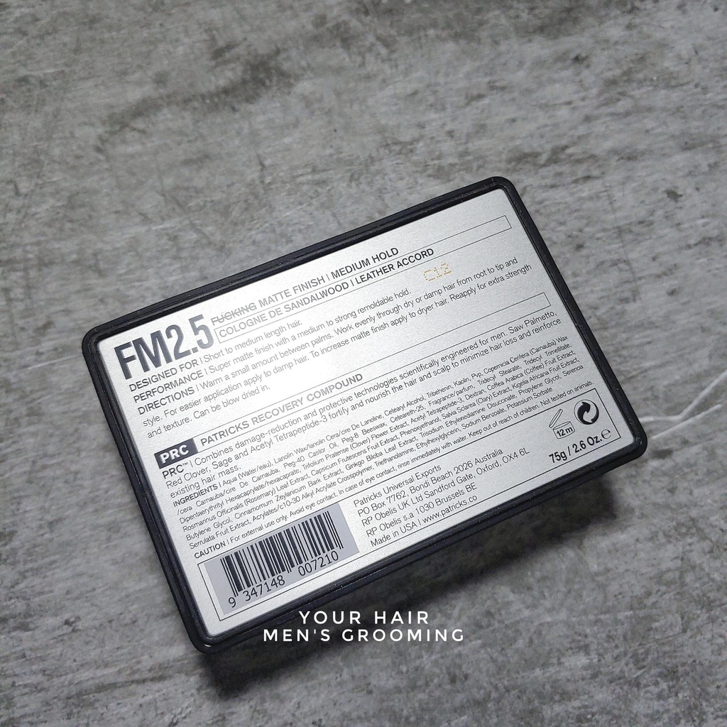 Sáp vuốt tóc PATRICKS FM2.5 Supper Matte Finish | Medium Hold - 75gr