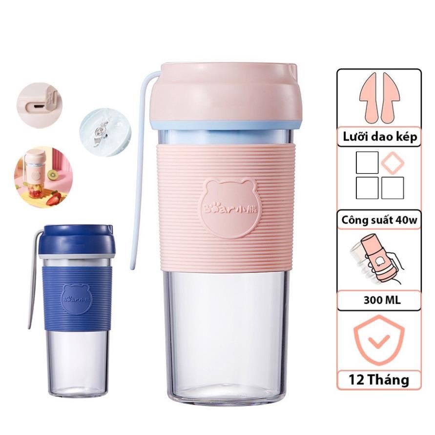 MÁY XAY SINH TỐ MINI CẦM TAY CAO CẤP MIGO Hồng - Kèm theo bình nước thủy tinh migo nhỏ gọn tiện lợi, ảnh thật