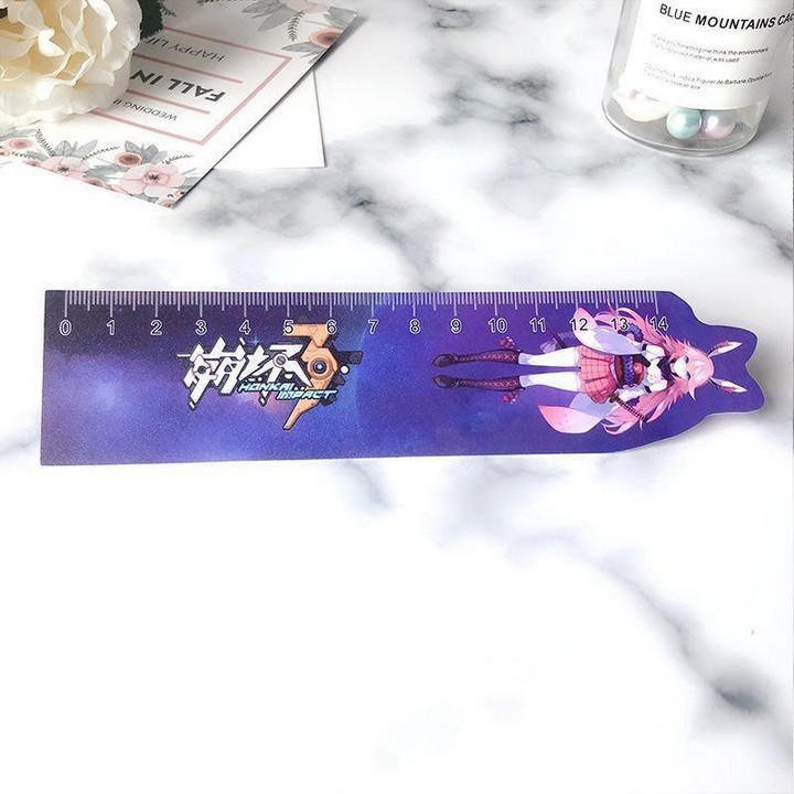 Thước kẻ Honkai Impact 3 dụng cụ học tập bookmark tiện lợi in hình anime chibi