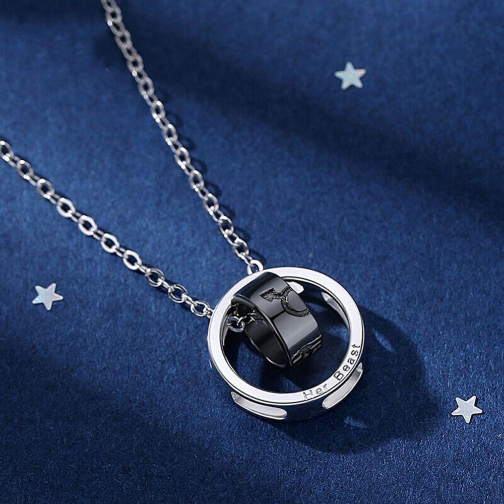 Vòng cổ Mặt Nhẫn Đôi Khắc Chữ / Ngôi Sao Phong Cách Vintage Thời Trang Cho Cặp Đôi