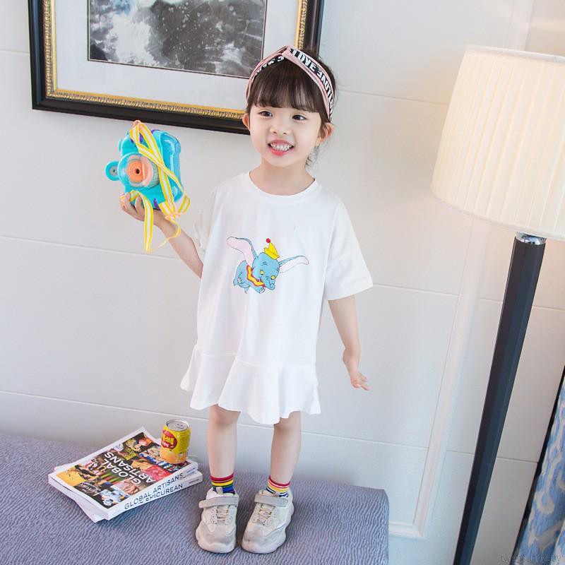 Đầm ngắn tay in hình động vật cho bé gái