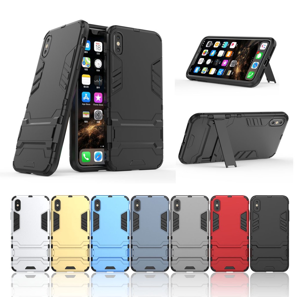 iPhone XR / XS Max Armor Hard Bracket PC + TPU Silicone Protection Phone Case