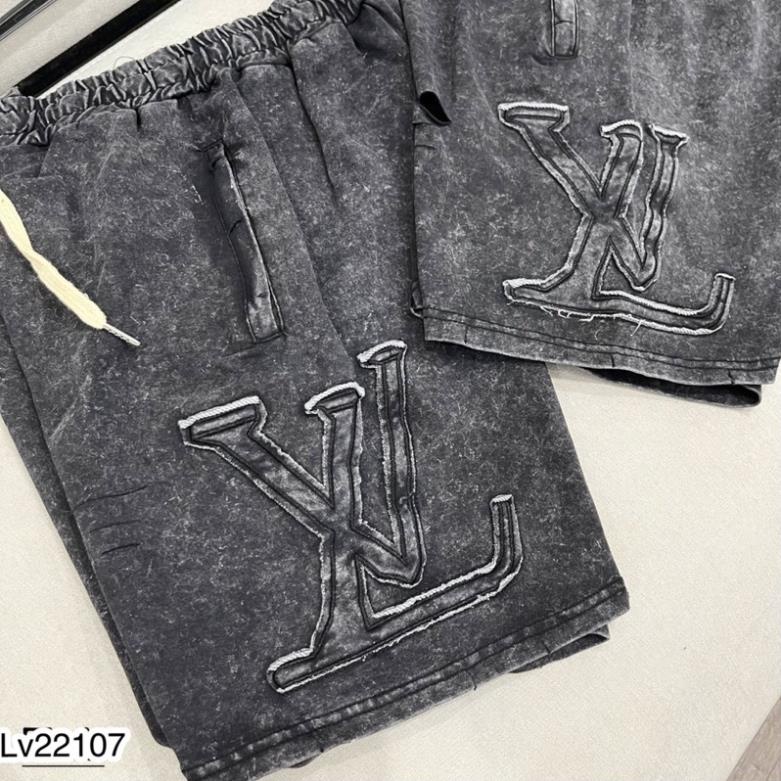 [Sẵn hàng] Quần Ngố LV Nam Thêu Logo Siêu Đẹp - Quần Đùi LV Nam Loang Chất Cotton Mát Mịn