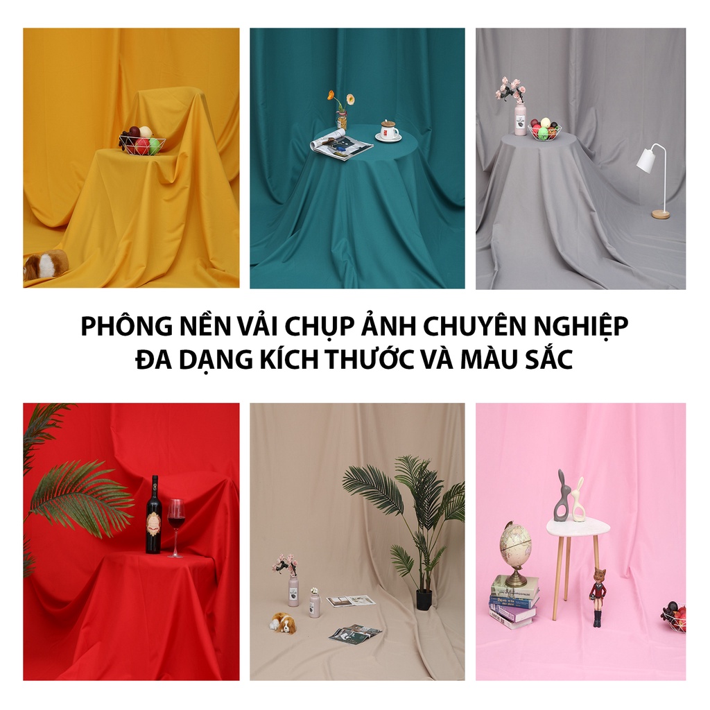 Phông nền vải trơn chụp ảnh mẫu lookbook và livetream nhiều màu sắc (Tặng kèm móc treo &amp; đinh 3 chân)