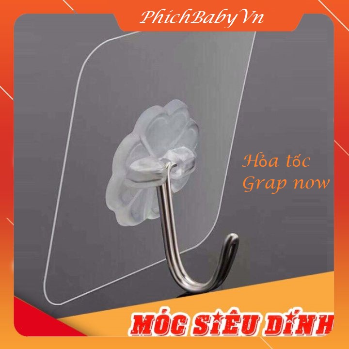 Móc Dán Tường Siêu Dính Trong Suốt Chịu Lực Tốt Treo Tường Chắc Chắn 6x6 cm