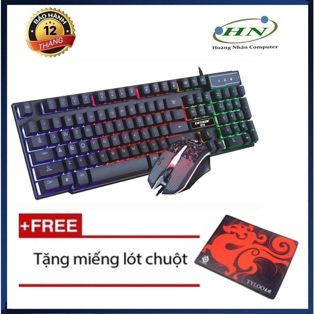 [Mã SKAMSALE03 giảm 10% đơn 200k] [TẶNG LÓT CHUỘT ] Bộ bàn phím giả cơ và chuột game Eweadn KMX-50 Led 7 màu