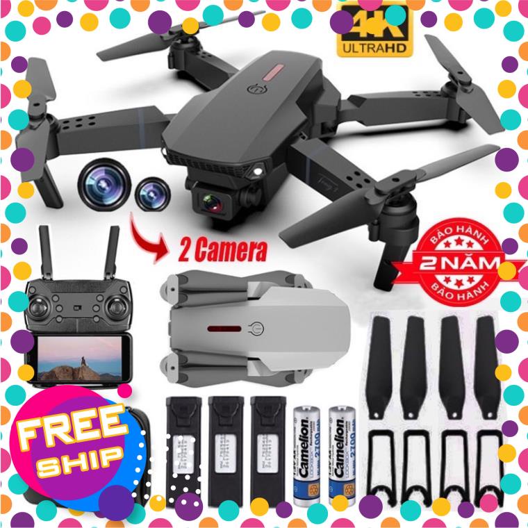 Flycam Camera E88 Pro - Drone Mini - Máy Bay Không Người Lái Điều Khiển Từ Xa 4 Cánh. BH 12 tháng