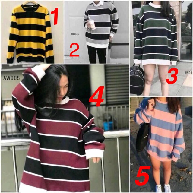 Áo sweater sọc kẻ ngang dài tay Guy unisex nhiều màu siêu hot 2020 | BigBuy360 - bigbuy360.vn