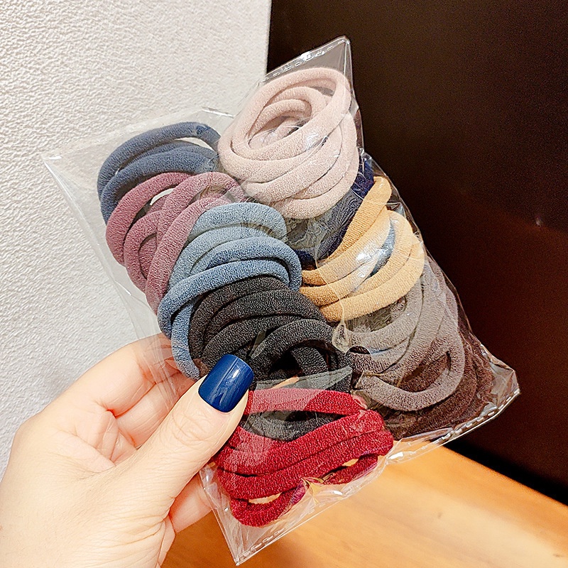 Set 50 Dây Cột Tóc Nylon Co Giãn Nhiều Màu Sắc Cho Nữ